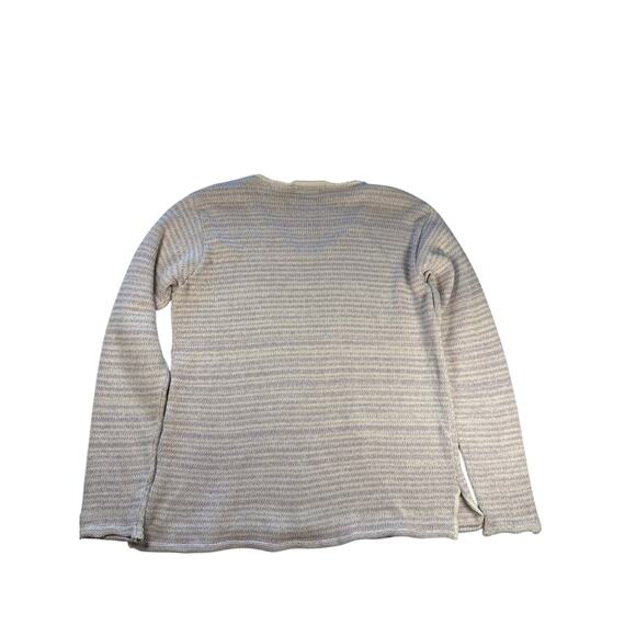 Vintage 70s 80s USA Made Cream & Purple Pastel Striped V Neck Knitted Sweater M - Picture 4 of 6